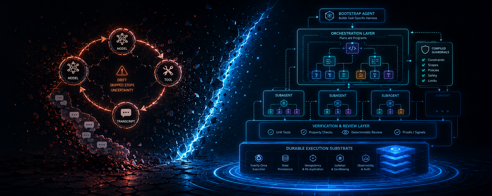 From hope-driven agent loops to compiled, verified, durable agent architecture